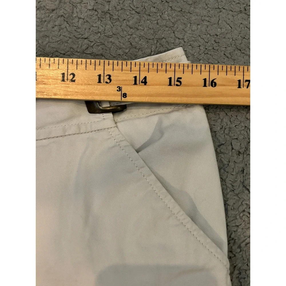 Lands End Fit 1 Chino Shorts Womens 4 Stone Beige Side Buckle Cotton Stretch